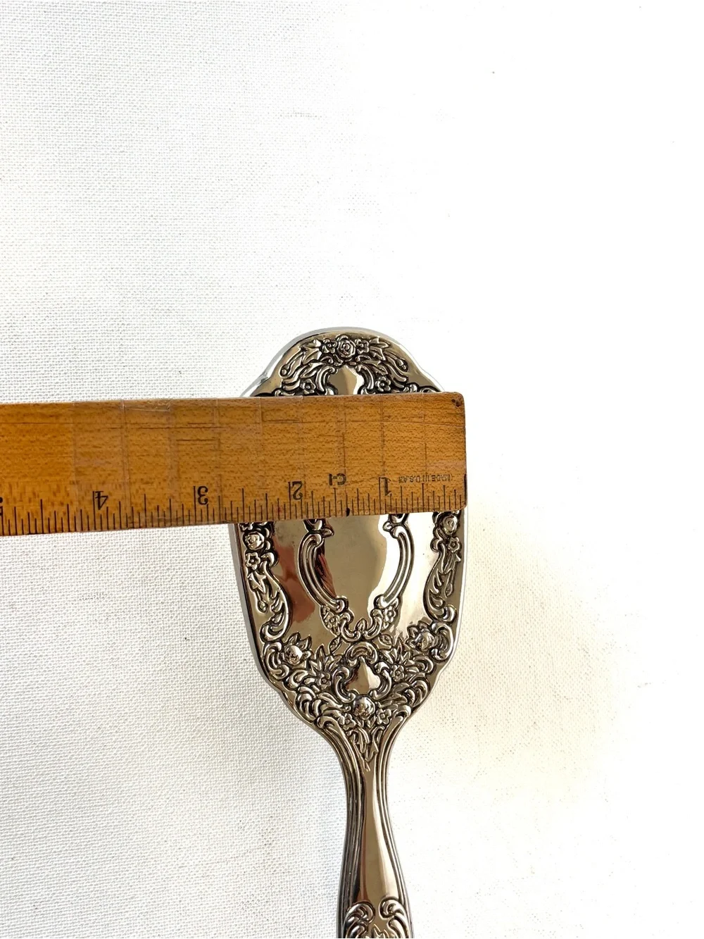 Hair Brush Antique Victorian 1920s French Vanity Ornate Silver Metallic